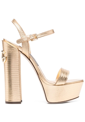 Dolce & Gabbana 150mm snakeskin platform sandals - Gold