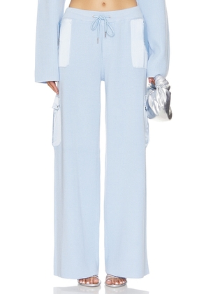 SER.O.YA Daph Knit Cargo Pant in Baby Blue. Size M, S, XL.