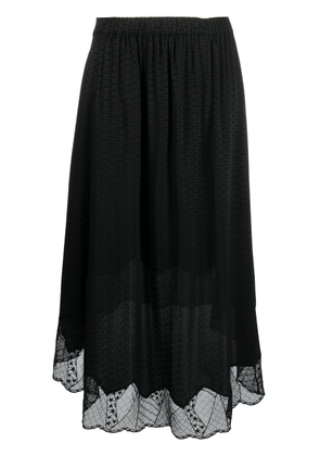 Zadig&Voltaire lace-trim silk skirt - Black