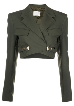 Dion Lee buckled wrap-front cropped blazer - Green