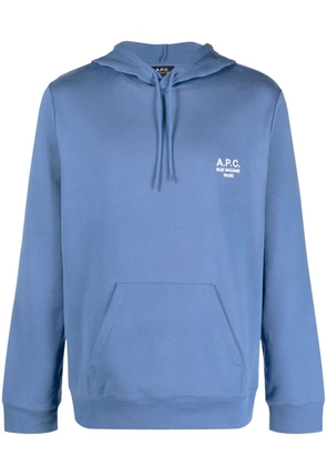 A.P.C. logo-print drawstring hoodie - Blue