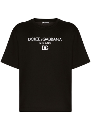 Dolce & Gabbana logo-embroidered cotton T-shirt - Black