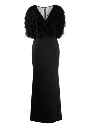 Badgley Mischka crystal-embellished tulle gown - Black