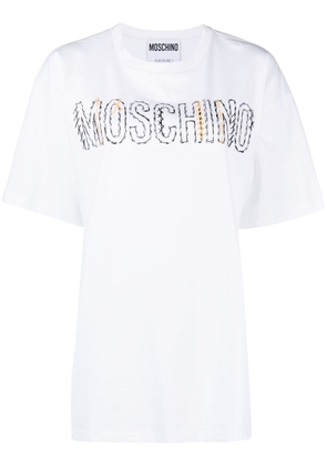 Moschino embroidered-logo round-neck T-shirt - White