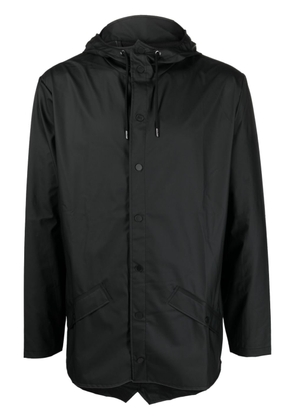 Rains drawstring-hooded buttoned rain jacket - Black
