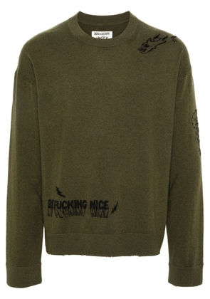 Zadig&Voltaire graffiti-embroidery knitted jumper - Green