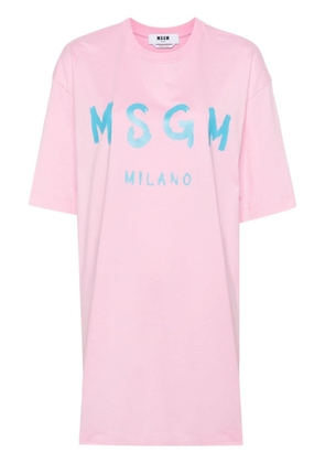 MSGM logo-print cotton T-shirt dress - Pink