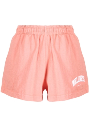 Sporty & Rich slogan-embroidered cotton shorts - Pink