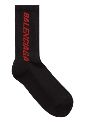 Balenciaga Racer logo calf socks - Black