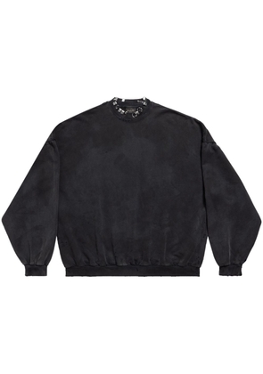Balenciaga pierced-neck cotton sweatshirt - Black