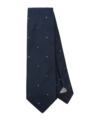 Paul Smith polka dot-embroidered silk tie - Blue