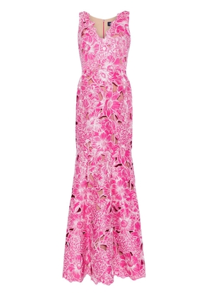 Marchesa Notte Anthousai floral-appliqué mermaid gown - Pink