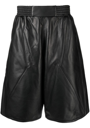 Balmain leather knee-length shorts - Black
