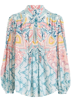 ETRO graphic-print pussy-bow blouse - Blue