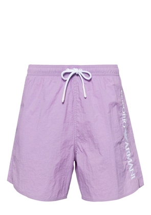 Emporio Armani logo-embroidered swim shorts - Purple