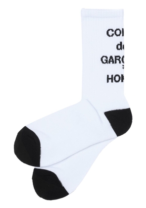 Comme des Garçons Homme logo-intarsia calf socks - White