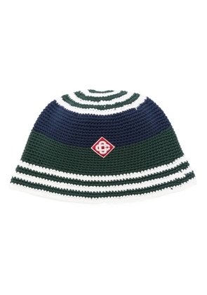 Casablanca logo-appliqué crochet bucket hat - Blue