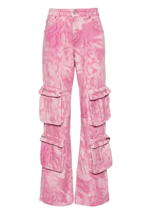 Blumarine Chiné camouflage-print cargo jeans - Pink
