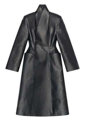 Balenciaga fitted-waistline leather coat - Black