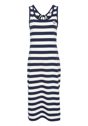 Moncler logo-appliqué striped midi dress - White