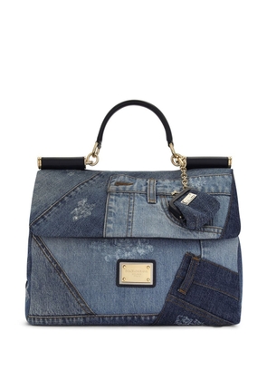Dolce & Gabbana Sicily Soft patchwork-denim top-handle bag - Blue