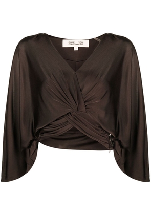 DVF Diane von Furstenberg V-neck cropped blouse - Brown
