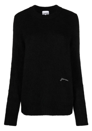 GANNI crew-neck alpaca wool-blend jumper - Black