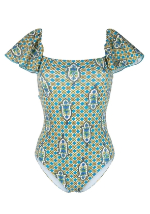 La DoubleJ Scarlett floral-print one-piece swimsuit - Blue