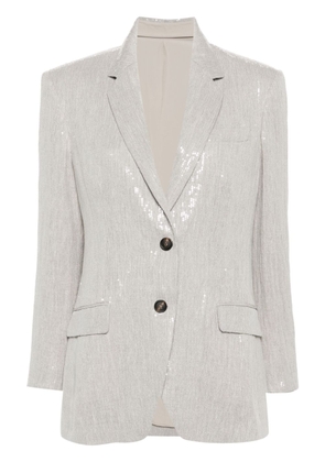 Brunello Cucinelli sequinned linen-blend blazer - Grey