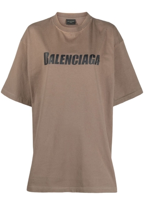 Balenciaga Caps cotton T-shirt - Brown