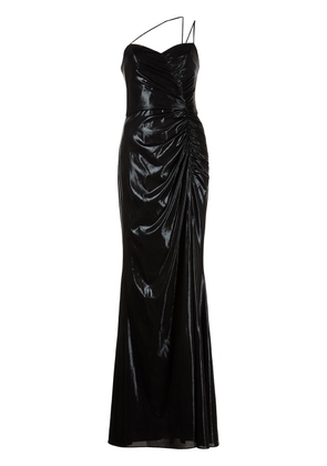 Marchesa Notte ruched one-shoulder dress - Black