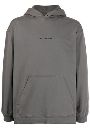 Balenciaga logo-print cotton hoodie - Grey