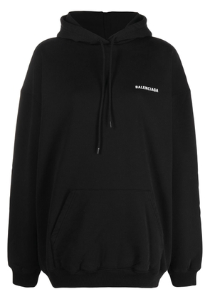 Balenciaga logo print medium fit hoodie - Black
