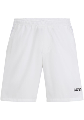 BOSS logo-print track shorts - White