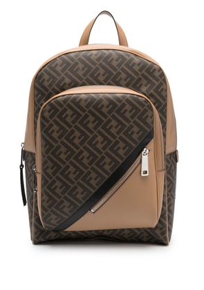 FENDI monogram-pattern backpack - Brown