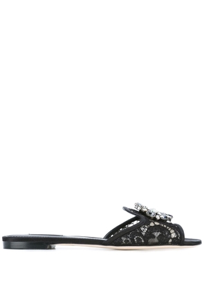 Dolce & Gabbana embellished lace flat sandals - Black