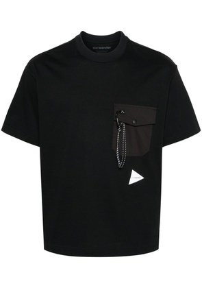 and Wander chest-pocket jersey T-shirt - Black