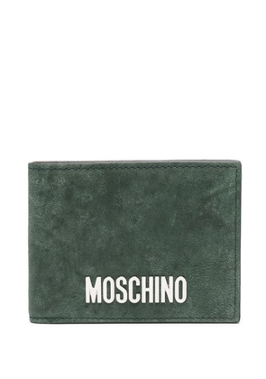 Moschino logo-lettering suede bi-fold wallet - Green
