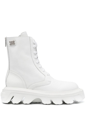 Casadei Pilot leather combat boots - White
