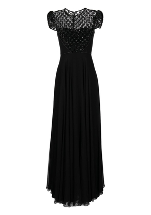 Jenny Packham Vida bead-embellished pleated gown - Black