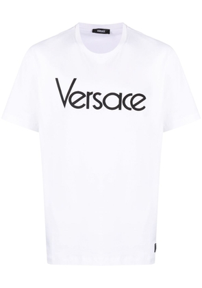 Versace logo-embroidered cotton T-shirt - White