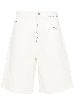 Marni logo-embroidered denim shorts - White