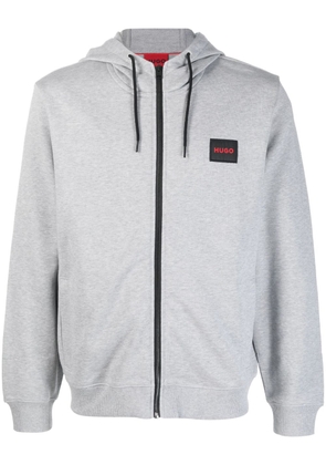 HUGO logo-patch zip-up hoodie - Grey