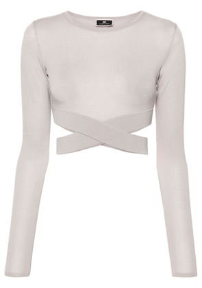 Elisabetta Franchi criss-cross cropped blouse - Grey