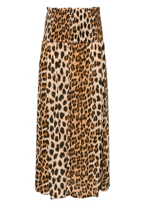 LIU JO leopard-print shirred midi skirt - Brown