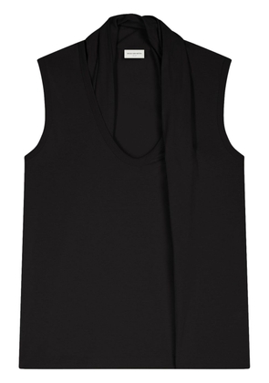 DRIES VAN NOTEN draped-detail cotton T-shirt - Black