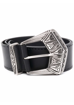 ETRO engraved-buckle leather belt - Black
