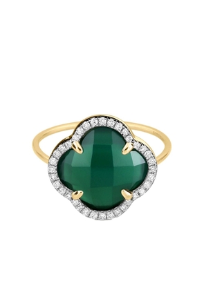 Morganne Bello 18kt yellow gold Victoria agate and diamond ring - Green