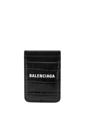 Balenciaga Cash crocodile-embossed card holder - Black