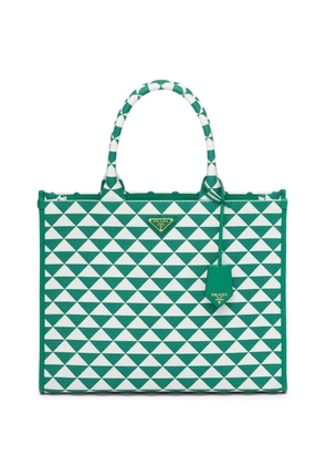 Prada large Symbole embroidered tote bag - Green